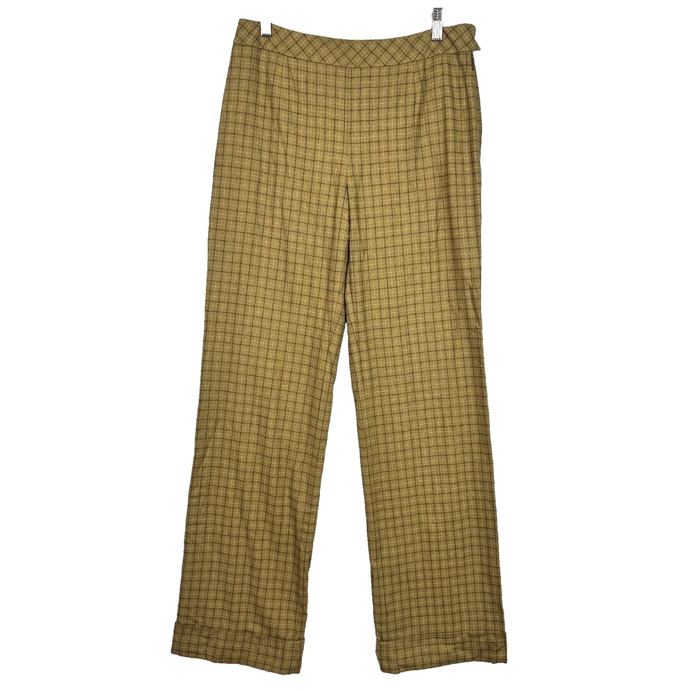 Adrienne Vittadini Pants Women 10 Plaid Made Italy Straight Leg Trousers 30x34